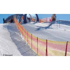 PE-barrier fence PE 20 yellow-red 20 x 1.2 m, with 9 integrated safety fibre-glass poles