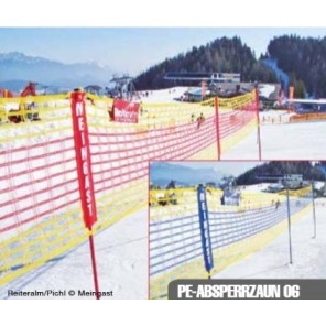 PE- Barrier Fence 06. PE 20/06 20x0,6m BLUE/YELLOW with 9 integrated Safety Fibre- glass poles